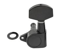 Professional Guitar Tuning Pegs R15J 15:1 Ratio Full Sealed Machine Head Tuner Tuning Peg Key Big Hex Button Acoustic Electric Guitar(1 Pc L Black)