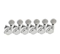 Professional Guitar Tuning Pegs R18K 18:1 Ratio Full Sealed Locking Machine Head Tuner Guitar Tuning Peg Key With Vintage Oval Button(6L Chrome)