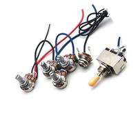 Professional Guitar Wiring Harness 1 Set of Pre wired 2v2t 3 way Toggle 500k Resistor Potentiometer for Replacement Guitar Three Colors(Yellow cap)