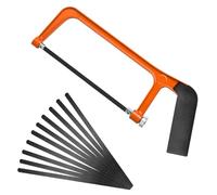 Professional Hacksaw, Small Handheld Hack Saw, Junior Hacksaw, Mini Bow Saw with 10 Replacement Carbon Steel Hacksaw Blades Adjustable Angle Cutting Saw for Wood,Soft Metals,PVC Pipes,Plastics