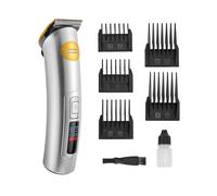 Professional Hair Clipper Digital Beard Trimmer Cordless Rechargeable Silver