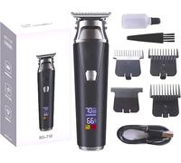 Professional Hair Clippers for Men Cordless Beard Trimmer with LED Display, T-Blade, 4 Guide Combs, USB Rechargeable, Zero Gapped Grooming Kit for Barbers & Home Use (Black)