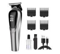 Professional Hair Clippers for Men, Cordless Trimmers Kit with LED Display, 4 Limit Combs, Electric Beard Trimmer for Kid Cordless Beards Trimmer Haircut Grooming Kit Gift （Sliver）