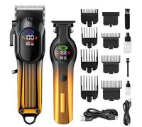 Professional Hair Clippers for Men, Professional Barber Clippers and Trimmer Set, Cordless Hair Clippers for Hair Cutting with Powerful Motor,LED Display,7 Limit Combs Rechargable Electric