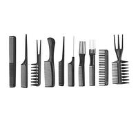 Professional Hair Comb Set 10Pcs Barber Styling Combs with Mellow Teeth for Smooth Detangling Haircare Tools for Salon Home Use Black PP Material Various Sizes