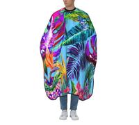 Professional Hair Cutting Cape Barber Cape With Adjustable Neckline Large Size Pink Flower Tropical Plant Print Salon Barber Cape For Men, Women And Kids