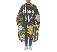 Professional Hair Cutting Cape Barber Cape With Adjustable Neckline Large Size Thug Life Flowers Print Salon Barber Cape For Men, Women And Kids