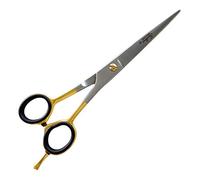 Professional Hair Cutting Scissors with Gold Handle - Matte Finish Stainless Steel Barber Scissors, Sharp Straight Blade Hairdressing Shears for Barbers & Stylists (15.5cm x 5cm)