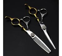 Professional Hair Cutting Shears, 6 Inch Professional Japan 440c Steel Scissor Big Gem Hair Scissors Haircut Thinning Barber Cutting Shears Hairdressing Scissors (Color : Set) (Set)