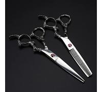 Professional Hair Cutting Shears, 6inch Professional Japan 440c Steel Silver Dragon Handle Hair Scissors Cutting Barber Tools Haircut thinning Shears Hairdresser Scissors (Color : Set) (Set)
