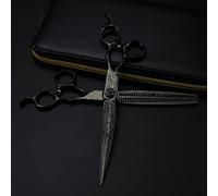 Professional Hair Cutting Shears, 7inch Professional Black Damascus Scissor Upscale Hair Scissors Cutting Barber Tools Haircut thinning Shears Hairdresser Scissors (Color : Set with Bag) (Set with Ba