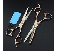 Professional Hair Cutting Shears, Professional Japan 440c 6inch Retro Rose d Hair Scissors Cutting Barber Scissor thinning Shears Hairdressing Scissors (Color : Set) (Set)
