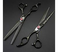 Professional Hair Cutting Shears, Professional Japan Left Handed 7inch Laser Wire Hair Scissors Serrated Cutting Barber thinning Shears Hairdressing Scissors (Color : Thinning) (Set)