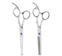 Professional Hair Cutting Thining Scissors Set Round Head Shears Baby Hairdressing Scissors Set for Baby Kids (Blue)