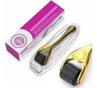 Professional Hair Derma Roller - Beard Roller 0.5mm - Microneedling Roller for Men & Women - Hair Roller for Stimulate Hair Growth, Facial Skin Care, Scar removal (Gold)