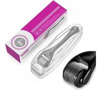 Professional Hair Derma Roller - Beard Roller 0.5mm - Microneedling Roller for Men & Women - Hair Roller for Stimulate Hair Growth, Facial Skin Care, Scar removal (Black)