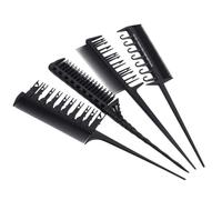 Professional Hair Dye Comb Set Black 4pcs for Highlights, Carbon Fiber | Four Piece Styling Kit, Unbreakable Build, Cuticle Safe Design, Salon Use, Colouring Tool, Brush