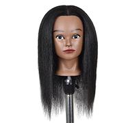 Professional Hair Styling Practice Doll Afro Mannequin Head with Real Human Hair | Thick, Can Perm, Bleach | for Hairdressers, Students, Cosmetology Tr - 16in Light Black