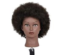 Professional Hair Styling Practice Doll Afro Mannequin Head with Real Human Hair | Thick, Can Perm, Bleach | for Hairdressers, Students, Cosmetology Tr - Afro Light Black