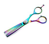 Professional Hair Thinning Scissors, Offset, Rainbow - 5.5 inch Case