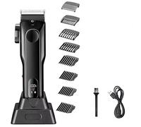 Professional Hair Trimmer for Men, Rechargeable Beard Hair Clipper with LCD Digital Display and 8 Limit Combs,Electric Hair Cutting Machine Precision with Charging Base(Black)