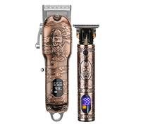 Professional Hair Trimmer LCD Display All-Metal Body Adjustable Space USB Rechargeable 10W High Power Large Capacity Lithium Battery 8 Limit Combs 3 Trimmer Heads