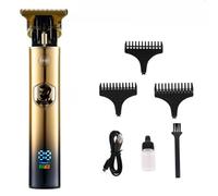 Professional Hair Trimmer with Digital Display, Gold/Black, 3 Guide Combs (1-3mm), USB Charging, 28mm Blade (Gold)