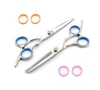 Professional Hairdressing Scissors Set for Cutting and thinning Hair. Includes Straight and thinning Scissors with 4 Finger Inserts for Comfort. Ideal for Barbers, Salons and Home use.
