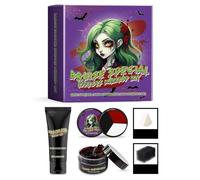 Professional Halloween SFX Fake Blood Makeup Kit, Red Black White Face & Body Paint Set, Special Effect Makeup Paint With Sponges, Scar Wax, Body Painting Palette for Halloween Cosplay Zombie Vampire