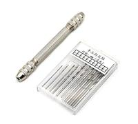Professional Hand Drill Set with 10pcs Stainless Steel Twist Drill Bit Set Double Chuck Hand Little Pin Vise Pin Vise Chuck Bit for Jewelry Making Manual Twist Bits