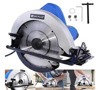 Professional Hand Held Electric Circular Saw for Wood, 1500W 5500RPM Adjustable Cutting Angle Depth Sawing Machine, with 185mm Saw Blades Scale Ruler 2X Carbon Brush
