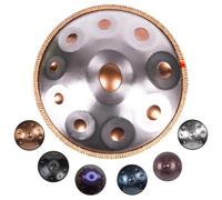 Professional Handpan Drum 22 Inch 9/10/12 Note D Minor 440hz/432hz Steel Drum Tuned By Hand Percussion Instruments with Soft Bag Mallets Stand for Meditation Sound Healing(Silver2,440HZ/9 Note)
