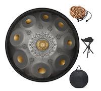Professional Handpan Drum, 22 Inches 9 Notes D Minor Heavy Hand Steel Drum Instrument, Gift for Meditation Entertainment Musical Education Concert Yoga (Color : Silver)