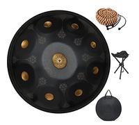 Professional Handpan Drum, 22 Inches 9 Notes D Minor Heavy Hand Steel Drum Instrument, Gift for Meditation Entertainment Musical Education Concert Yoga (Color : Black)