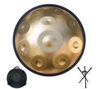 Professional Handpan Steel Drum for Adults, 22 Inch 10 Notes D Minor Heavy Duty Hand Drum Percussion Instrument with Soft Travel Bag & Drum Stand (Color : Gold)