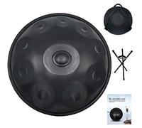Professional Handpan Steel Drum for Adults, 22 Inch 10 Notes D Minor Heavy Duty Hand Drum Percussion Instrument with Soft Travel Bag & Drum Stand (Color : Black)
