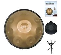 Professional Handpan Steel Drum for Adults, 22 Inch 9 Notes D Minor Heavy Duty Hand Drum Percussion Instrument with Soft Travel Bag & Drum Stand (Color : Gold)