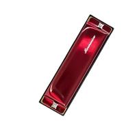 Professional Harmonica 10 Hole Blues Harmonica 20 Note Metal Top Plate Resin Comb Phosphor Bronze Reeds(Red)