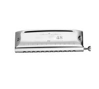 Professional Harmonica Beginners Chromatic 12 Holes Harmonica C Key With Slider And Valve 48 Tone(12holes sliver)