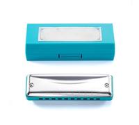 Professional Harmonica Blues Harmonica C D A F G Bb E Key 10 Holes 20 Notes Easy To Play(Blue C)