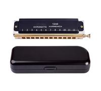 Professional Harmonicas Black 12-hole 48-note Harmonica Square Mouthpiece Chromatic Harmonica Instrument