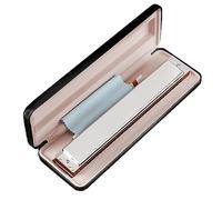Professional Harmonicas Tremolo 28 Holes Harmonica Phosphor Bronze Reed Harps Musical Instrument (Color : Silver_Key E)