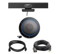 Professional HD 1080p Webcam Noice Cancelling Mics 120° Wide Angle USBA & USBC Compatible with Microsoft Teams Zoom Cisco Webex PC Laptop Mac (HD Webcam + Wireless Speakerphone + Cable Kit)