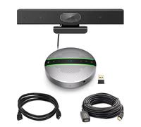 Professional HD 1080p Webcam Noice Cancelling Mics 120° Wide Angle USBA & USBC Compatible with Microsoft Teams Zoom Cisco Webex PC Laptop Mac (HD Webcam + Premium Speakerphone + Cable Kit)