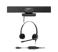 Professional HD 1080p Webcam Noice Cancelling Mics 120° Wide Angle USBA & USBC Compatible with Microsoft Teams Zoom Cisco Webex PC Laptop Mac (HD Webcam + NC Binaural Headset)