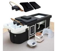 Professional Head Spa Bed, Massage Shampoo Bed with Open Footbath, Headrest, Water Circulation & Fumigation Therapy, Japanese Headspa Equipment for Spa Beauty Salon