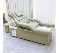 Professional Head Spa Shampoo Bed, Adjustable Backrest Massage Table with Water Circulation, Foot Bath Tub, Fumigation, Fresh Elegant Style Salon Spa Equipment