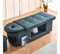 Professional Head Spa Shampoo Bed, Dark Green Vintage Elegance Style Massage Table, Salon Equipment with Water Circulation, Light Therapy, Massage Headrest