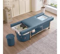 Professional Head Spa Shampoo Bed, Electric Water Circulation Massage Bed with Pedicure Function for Spas Hair Salons, Blue