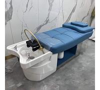Professional Head Spa Shampoo Bed Massage Table, Luxury Elegant Style with Blue Light, Spa Equipment with Water Circulation, Fumigation, Solid Ceramic Basin